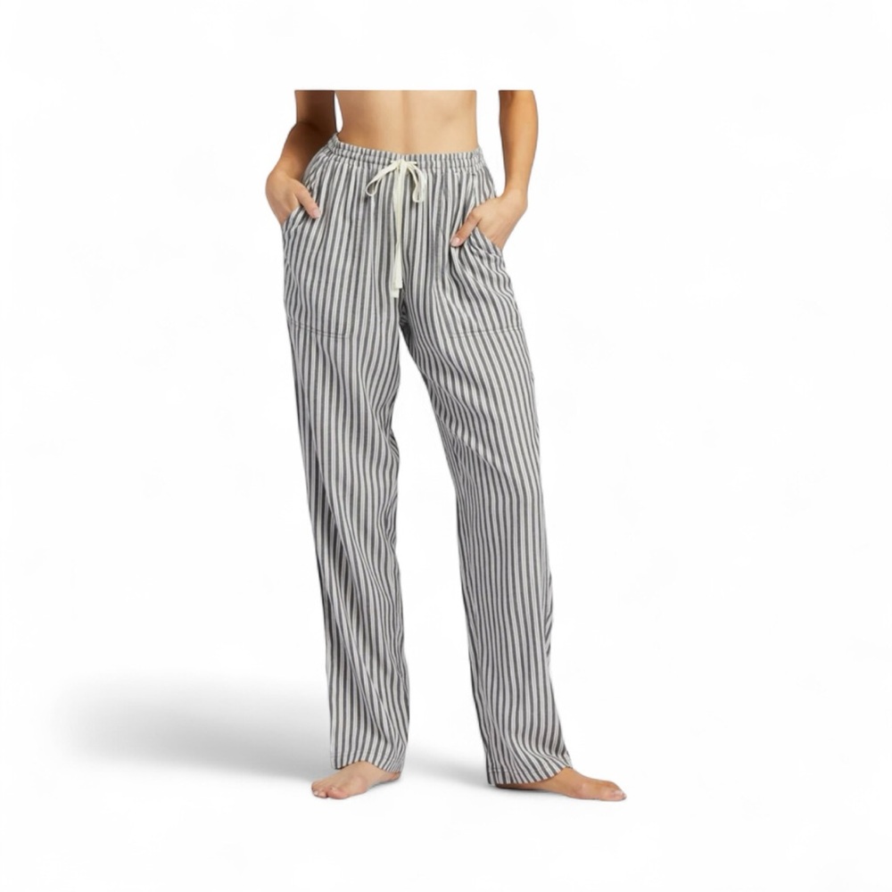 🤍🌊 EUC BILLABONG Gray & White Striped “Beachy Keen” Relaxed Pants | Sz XS